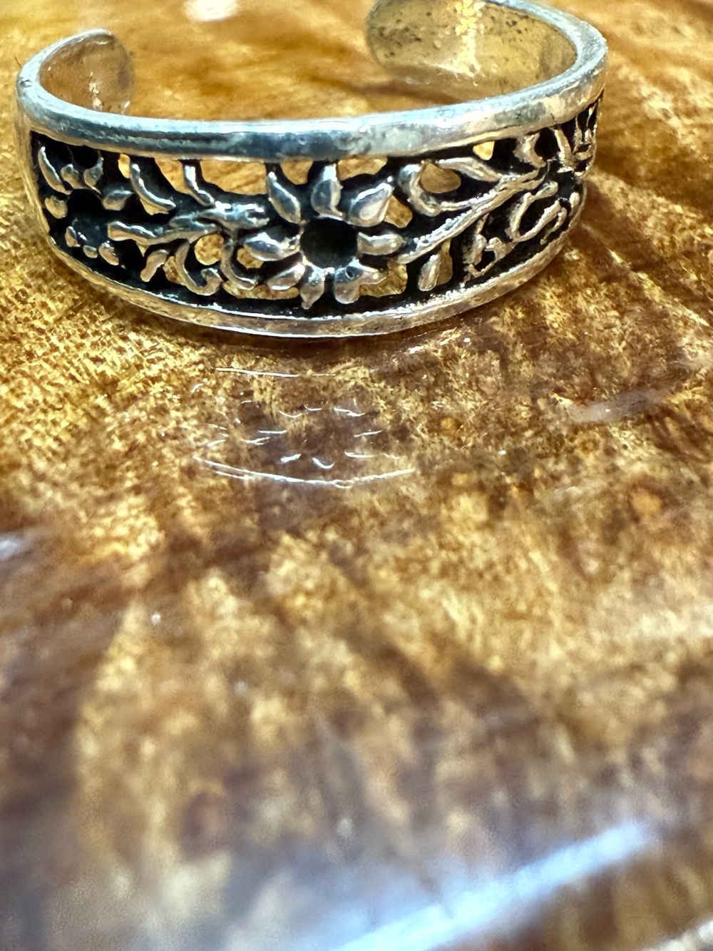Sterling Silver Floral Adjustable Toe Ring - Picture 5 of 8